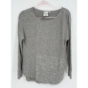 Janet Chung Gray Ribbed Knit Long Sleeve‎ Rayon Sweater Top Women's Medium